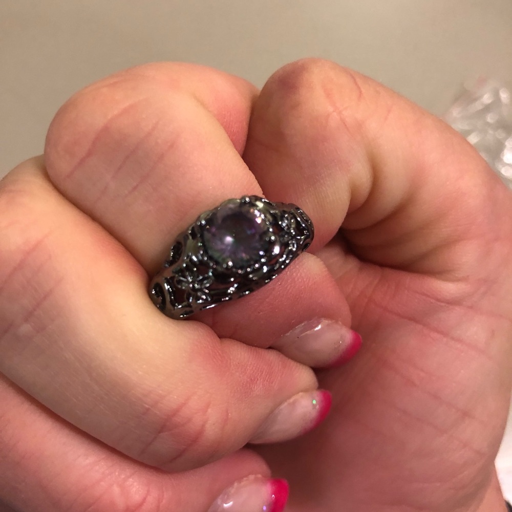 Charcoal/black mystic stone ring size 9